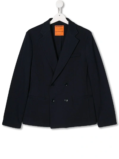 Paolo Pecora Teen Double-breasted Blazer In Blue