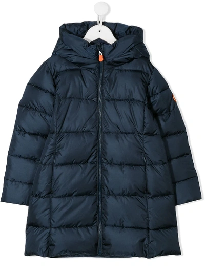 Save The Duck Kids' Hooded Padded Coat In Blue