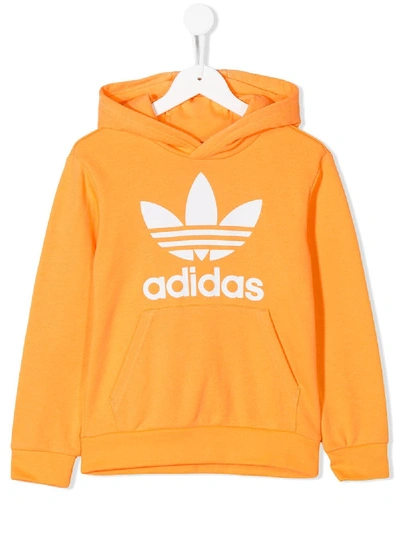 Adidas Originals Kids' Logo Print Hoodie In Orange