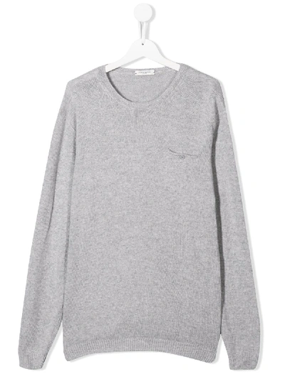 Paolo Pecora Teen Fine Knit Top In Grey