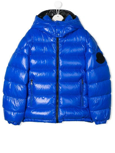 Moncler Teen Reversible Padded Coat In Blue