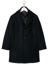 Fay Single-breasted Fitted Coat In Blue