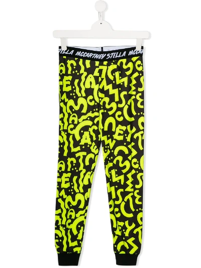 Stella Mccartney Teen Swiggle Letters Ski Trousers In Black