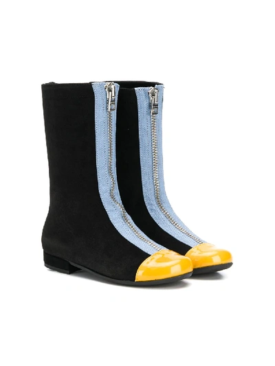 Marni Kids' Cap-toe Boots In Black