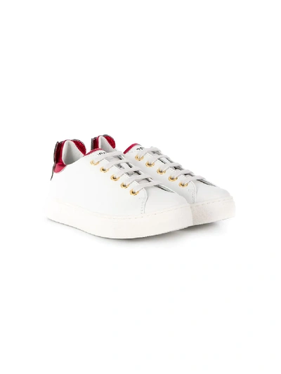 Moschino Kids' Bear Patch Sneakers In White