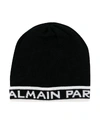 Balmain Kids' Knitted Logo Hat In Black