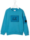C.p. Company C.p Company Boys Logo Patch Sweatshirt Blue In Blue
