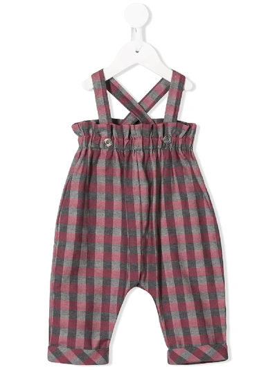 Aletta Babies' Checked Dungarees In Pink