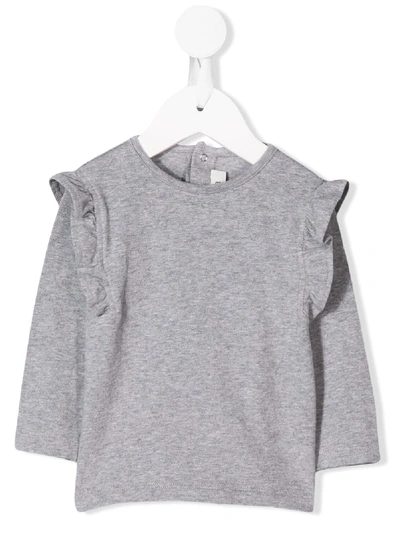 Aletta Babies' Ruffle-trimmed T-shirt In Grey
