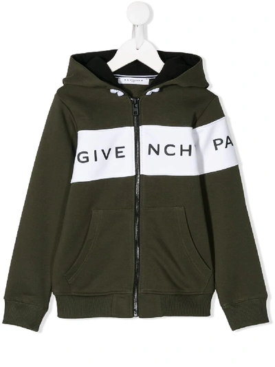 Givenchy Kids' Logo-band Hooded Jacket In Green