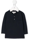 Aletta Button Detail Jersey T-shirt In Blue