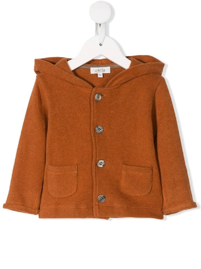 Aletta Babies' Hooded Button-up Jacket In Orange