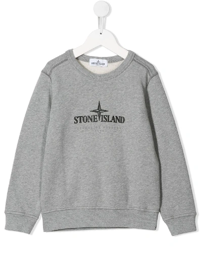 Stone Island Junior Kids' Crew Neck Sweatshirt In Grey