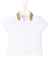 Gucci Babies' Rainbow Embroidered Collar Polo Shirt In White