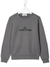 Stone Island Junior Kids' Printed Logo Sweatshirt In Grey
