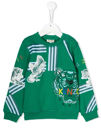 Kenzo Kids' Animal Print Sweatshirt In Green
