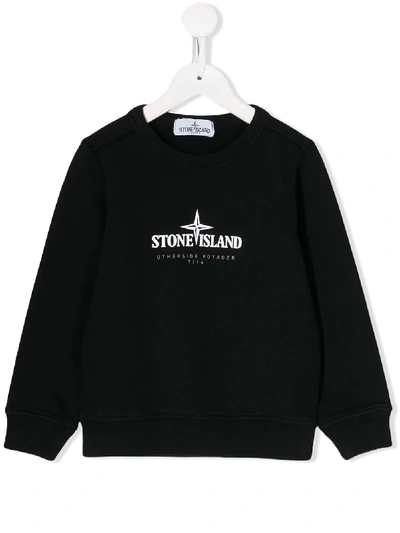 Stone Island Junior Kids' Logo Print Sweatshirt In Blue