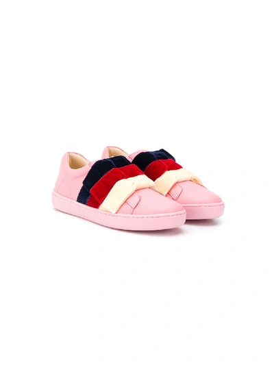 Gucci Kids' Bow-embellished Trainers In Pink