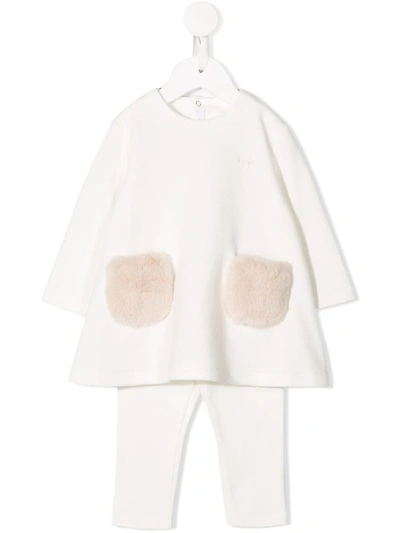 Il Gufo Babies' Fur Pocket Tracksuit In White