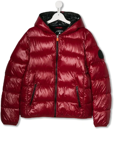 Save The Duck Kids' Hooded Padded Jacket In Red