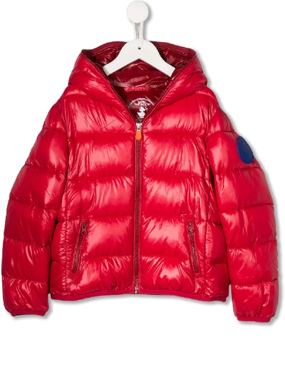 Save The Duck Kids' Hooded Padded Jacket In Red