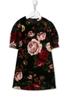 Dolce & Gabbana Kids' Floral Print Dress In Black