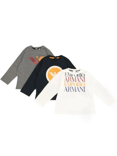 Emporio Armani Babies' Gradient Logo Sweatshirt In Grey
