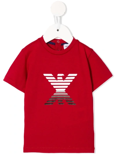 Emporio Armani Babies' Gradient Logo T-shirt In Red