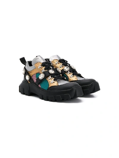 Andrea Montelpare Teen Embellished Low Top Sneakers In Black