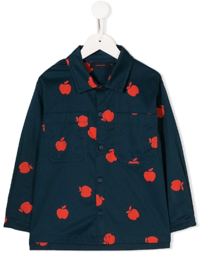 Tiny Cottons Kids' Apple Print Shirt In Blue