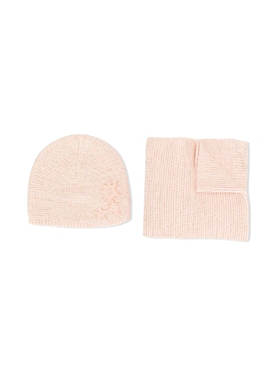 Chloé Kids' Beanie And Scarf Set In Pink