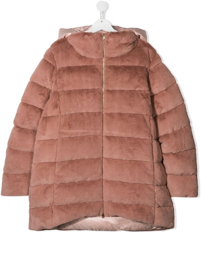 Herno Kids' Padded Hooded Coat In Pink
