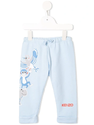 Kenzo Babies' Animal Graphic Print Trousers In Blue
