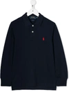 Polo Ralph Lauren Embroidered Logo Long-sleeved Polo Shirt In Blue
