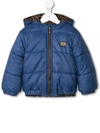 Fendi Babies' Reversible Zipped Puffer Jacket In Blue