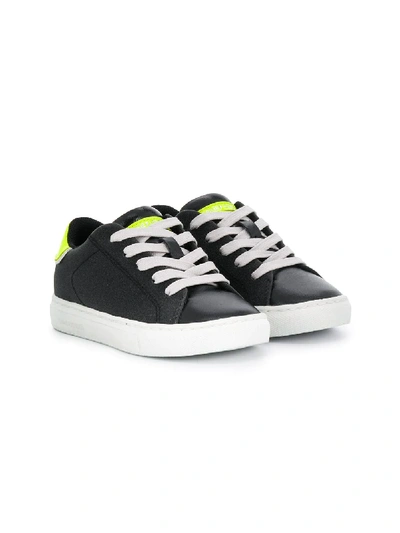 Crime London Kids' Lace-up Low Top Trainers In Black