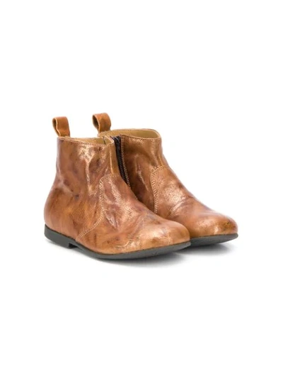 Pèpè Kids' Distressed Effect Ankle Boots In Brown
