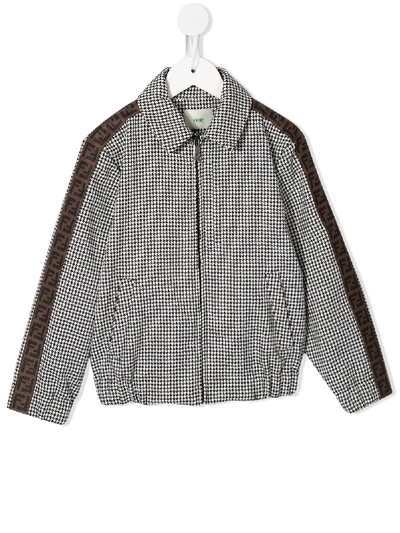 Fendi Kids' Ff Trim Houndstooth Jacket In Black | ModeSens