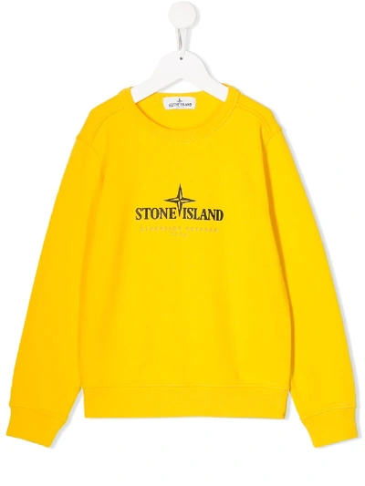 Stone Island Junior Kids' Graphic Print Sweatshirt In Yellow