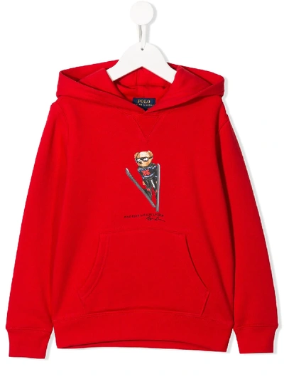 Ralph Lauren Kids' Graphic Print Hoodie In Red