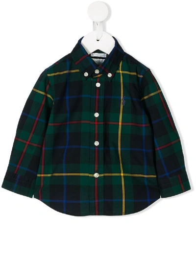 Ralph Lauren Babies' Check Button-down Shirt In Green