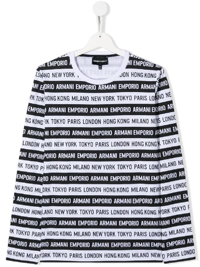 Emporio Armani Teen All Over Logo Print Top In Black