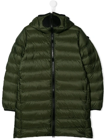 Ai Riders On The Storm Kids' Zipped Padded Jacket In Green