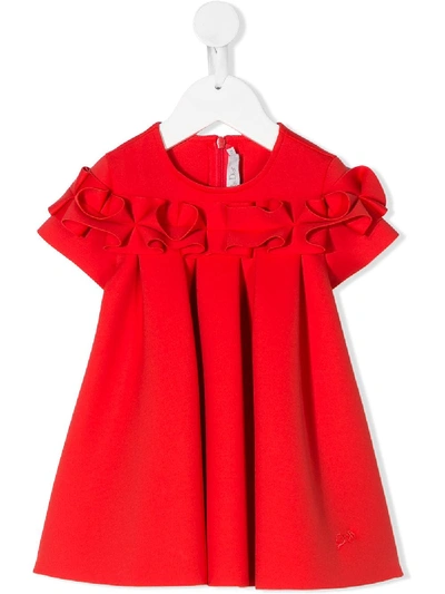Baby Dior Babies' Frill-detail Flared Dress In Red