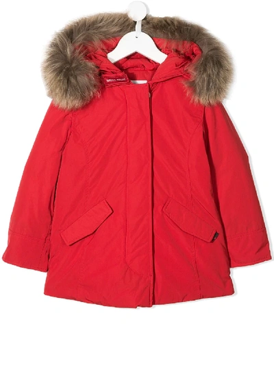 Woolrich Kids' Arctic Hooded Down Parka In Red