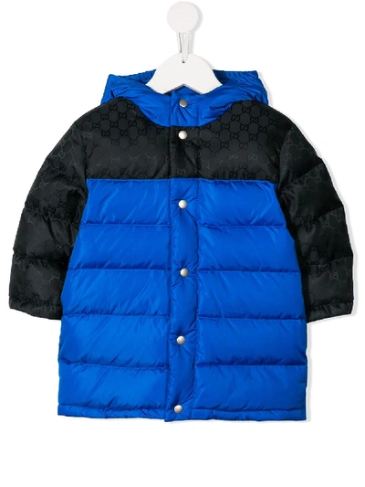 Gucci Babies' Gg Padded Coat In Blue
