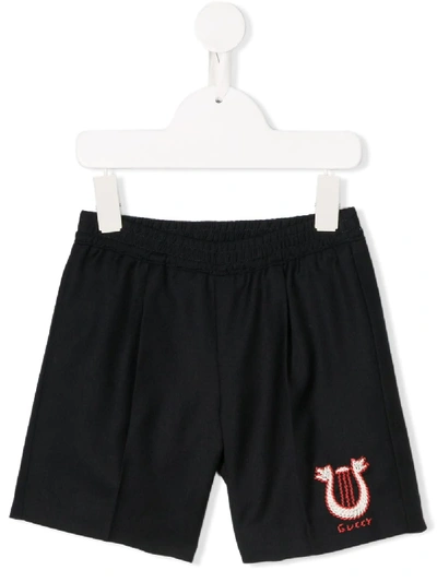Gucci Babies' Logo Embroidered Shorts In Blue