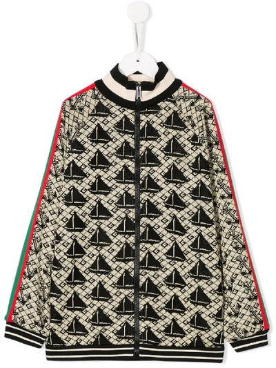 Gucci Kids' Sailboat And Anchor Jacquard Top In Neutrals
