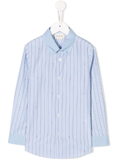 Gucci Kids' Striped Button Down Shirt In Blue