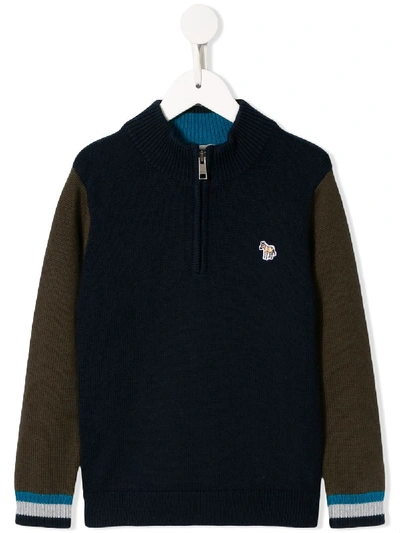 PAUL SMITH JUNIOR ZIPPED COLLAR JUMPER 